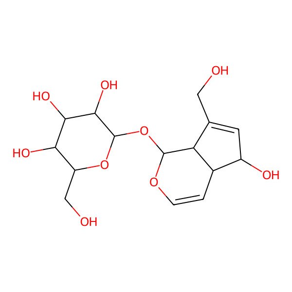 2D Structure of (2S,3R,4S,5S,6R)-2-[[(4aR,7aR)-5-hydroxy-7-(hydroxymethyl)-1,4a,5,7a-tetrahydrocyclopenta[c]pyran-1-yl]oxy]-6-(hydroxymethyl)oxane-3,4,5-triol