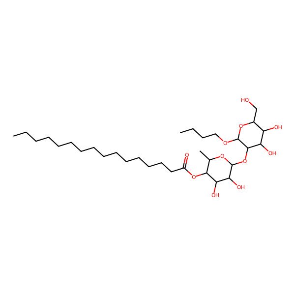 2D Structure of [6-[2-Butoxy-4,5-dihydroxy-6-(hydroxymethyl)oxan-3-yl]oxy-4,5-dihydroxy-2-methyloxan-3-yl] hexadecanoate