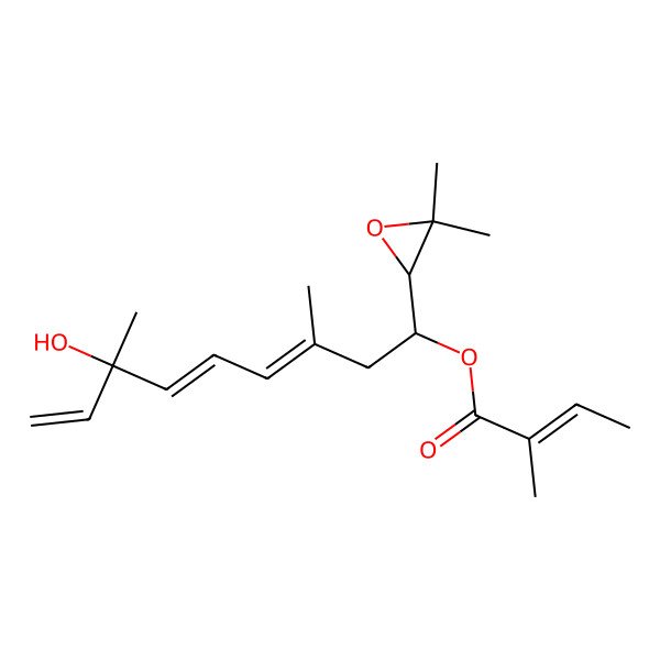 2D Structure of [(1R,3Z,5E,7R)-1-[(2S)-3,3-dimethyloxiran-2-yl]-7-hydroxy-3,7-dimethylnona-3,5,8-trienyl] (E)-2-methylbut-2-enoate