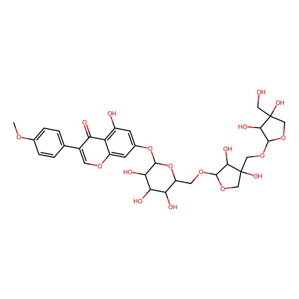2D Structure of 7-[(2S,3R,4S,5S,6R)-6-[[(2S,3R,4S)-4-[[(2R,3R,4R)-3,4-dihydroxy-4-(hydroxymethyl)oxolan-2-yl]oxymethyl]-3,4-dihydroxyoxolan-2-yl]oxymethyl]-3,4,5-trihydroxyoxan-2-yl]oxy-5-hydroxy-3-(4-methoxyphenyl)chromen-4-one