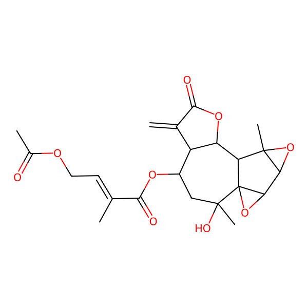 2D Structure of (2-Hydroxy-2,11-dimethyl-6-methylidene-7-oxo-8,12,15-trioxapentacyclo[8.5.0.01,14.05,9.011,13]pentadecan-4-yl) 4-acetyloxy-2-methylbut-2-enoate