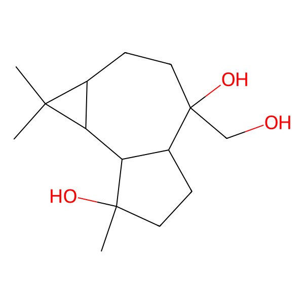 2D Structure of (1aS,4S,4aS,7R,7aS,7bS)-4-(hydroxymethyl)-1,1,7-trimethyl-1a,2,3,4a,5,6,7a,7b-octahydrocyclopropa[h]azulene-4,7-diol
