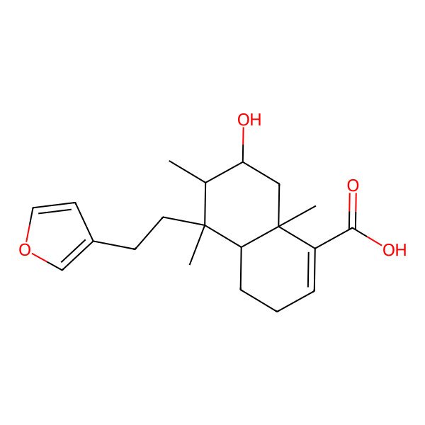 2D Structure of (4aR,5R,6S,7R,8aR)-5-[2-(furan-3-yl)ethyl]-7-hydroxy-5,6,8a-trimethyl-3,4,4a,6,7,8-hexahydronaphthalene-1-carboxylic acid