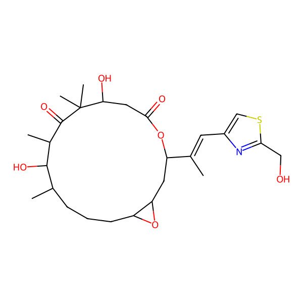 2D Structure of (1S,3S,7S,10R,11R,12S,16R)-7,11-dihydroxy-3-[(E)-1-[2-(hydroxymethyl)-1,3-thiazol-4-yl]prop-1-en-2-yl]-8,8,10,12-tetramethyl-4,17-dioxabicyclo[14.1.0]heptadecane-5,9-dione
