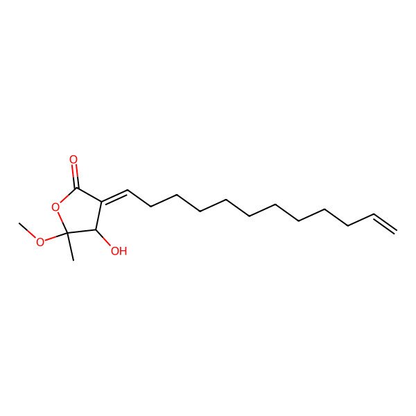 2D Structure of (2e,3r,4r)-2-(11-Dodecenylidene)-3-hydroxy-4-methoxy-4-methylbutanolide