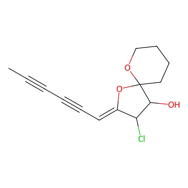 2D Structure of (2E,3S,4R,5R)-3-chloro-2-hexa-2,4-diynylidene-1,10-dioxaspiro[4.5]decan-4-ol