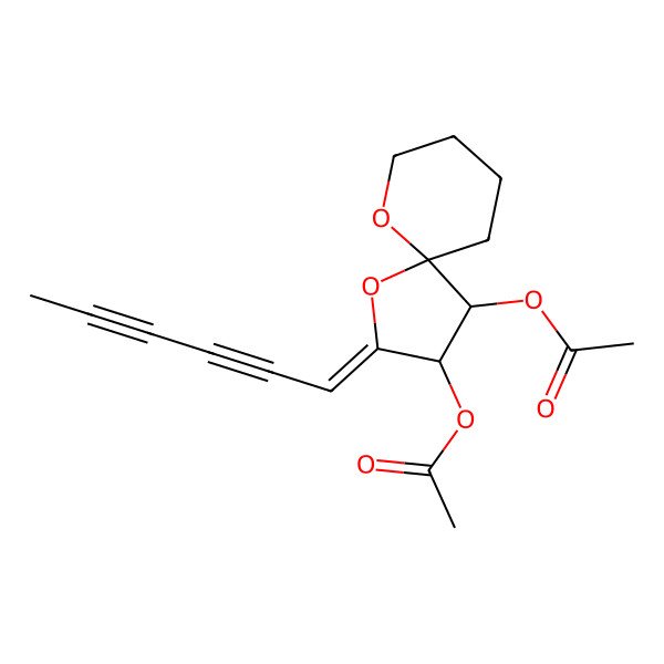 2D Structure of [(2E,3S,4S,5R)-4-acetyloxy-2-hexa-2,4-diynylidene-1,10-dioxaspiro[4.5]decan-3-yl] acetate