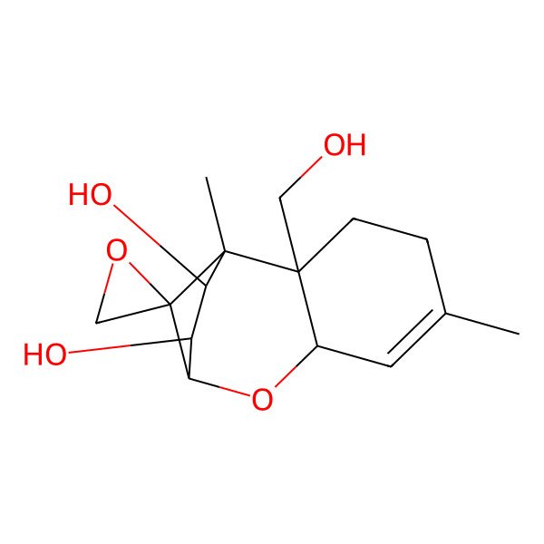 2D Structure of (1R,2R,7R,9R,10R,11S,12S)-2-(hydroxymethyl)-1,5-dimethylspiro[8-oxatricyclo[7.2.1.02,7]dodec-5-ene-12,2'-oxirane]-10,11-diol