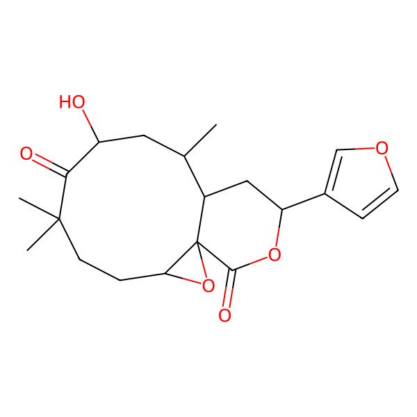 2D Structure of (1S,3S,8S,10R,11S,13R)-13-(furan-3-yl)-8-hydroxy-6,6,10-trimethyl-2,14-dioxatricyclo[9.4.0.01,3]pentadecane-7,15-dione