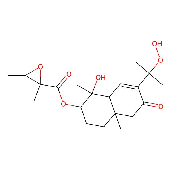 2D Structure of [7-(2-hydroperoxypropan-2-yl)-1-hydroxy-1,4a-dimethyl-6-oxo-3,4,5,8a-tetrahydro-2H-naphthalen-2-yl] 2,3-dimethyloxirane-2-carboxylate