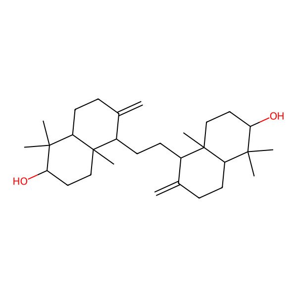 2D Structure of (2S,4aS,5S,8aR)-5-[2-[(1S,4aR,6S,8aS)-6-hydroxy-5,5,8a-trimethyl-2-methylidene-3,4,4a,6,7,8-hexahydro-1H-naphthalen-1-yl]ethyl]-1,1,4a-trimethyl-6-methylidene-3,4,5,7,8,8a-hexahydro-2H-naphthalen-2-ol