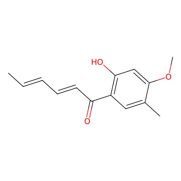 2D Structure of (2E,4E)-1-(2-hydroxy-4-methoxy-5-methylphenyl)hexa-2,4-dien-1-one