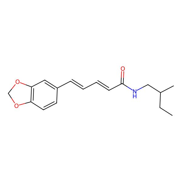 2D Structure of (2E,4E)-5-(1,3-benzodioxol-5-yl)-N-[(2R)-2-methylbutyl]penta-2,4-dienamide