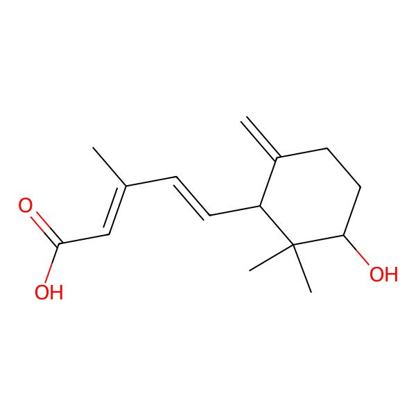 2D Structure of (2E,4E)-5-[(1S,3R)-3-hydroxy-2,2-dimethyl-6-methylidenecyclohexyl]-3-methylpenta-2,4-dienoic acid