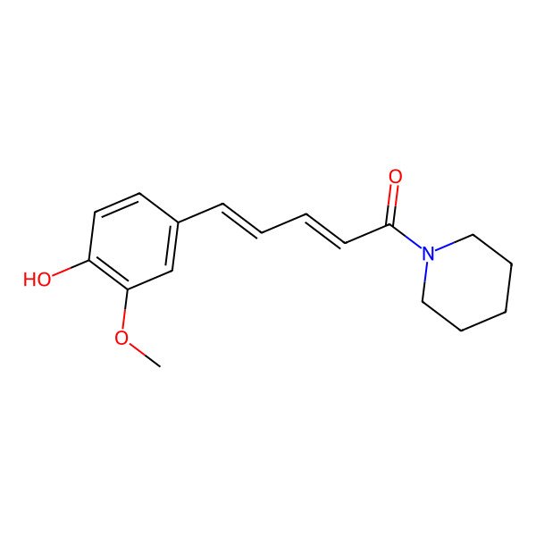 2D Structure of (2E,4E)-5-(4-hydroxy-3-methoxyphenyl)-1-piperidin-1-ylpenta-2,4-dien-1-one