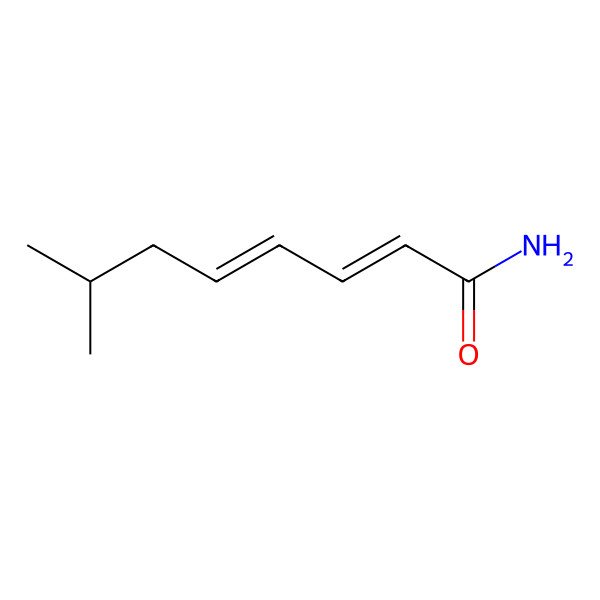 2D Structure of (2E,4E)-7-methylocta-2,4-dienoic acid amide