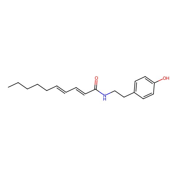 2D Structure of (2E,4E)-N-[2-(4-hydroxyphenyl)ethyl]deca-2,4-dienamide