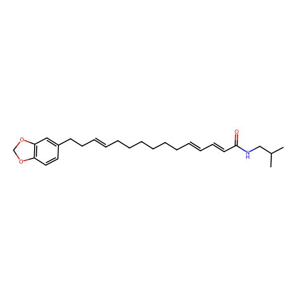 2D Structure of (2E,4E,12E)-15-(1,3-benzodioxol-5-yl)-N-(2-methylpropyl)pentadeca-2,4,12-trienamide 2D Structure of (2E,4E,12E)-15-(1,3-benzodioxol-5-yl)-N-(2-methylpropyl)pentadeca-2,4,12-trienamide