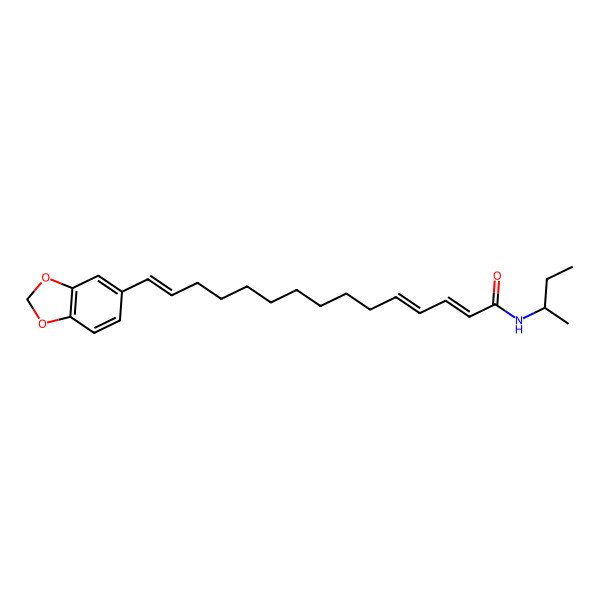 2D Structure of (2E,4E,14E)-15-(1,3-benzodioxol-5-yl)-N-[(2S)-butan-2-yl]pentadeca-2,4,14-trienamide