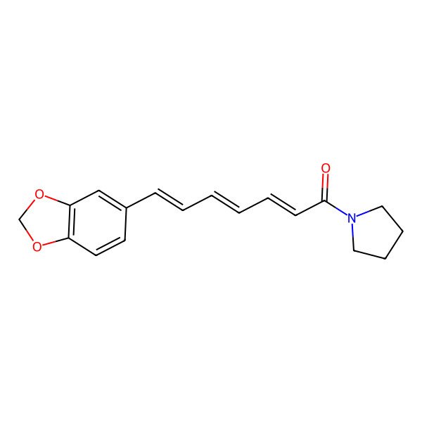 2D Structure of (2E,4E,6E)-7-(1,3-benzodioxol-5-yl)-1-pyrrolidin-1-ylhepta-2,4,6-trien-1-one