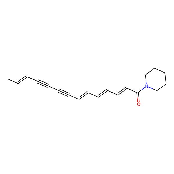 2D Structure of (2E,4E,6E,12E)-1-piperidin-1-yltetradeca-2,4,6,12-tetraen-8,10-diyn-1-one