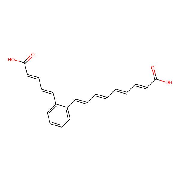 2D Structure of (2E,4E,6E,8E)-9-[2-[(1E,3E)-4-carboxybuta-1,3-dienyl]phenyl]nona-2,4,6,8-tetraenoic Acid