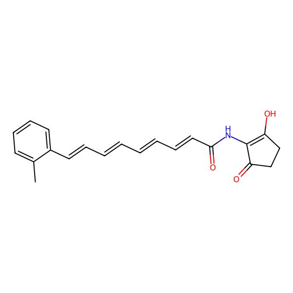 2D Structure of (2E,4E,6E,8E)-N-(2-hydroxy-5-oxocyclopenten-1-yl)-9-(2-methylphenyl)nona-2,4,6,8-tetraenamide