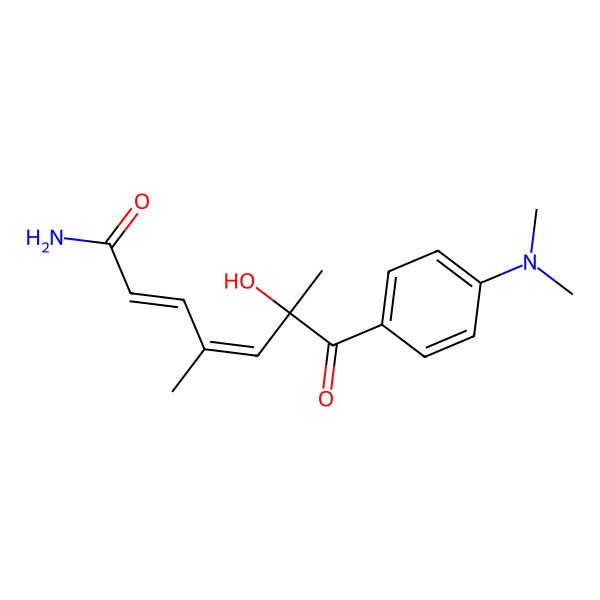 2D Structure of (2E,4E,6R)-7-[4-(dimethylamino)phenyl]-6-hydroxy-4,6-dimethyl-7-oxohepta-2,4-dienamide