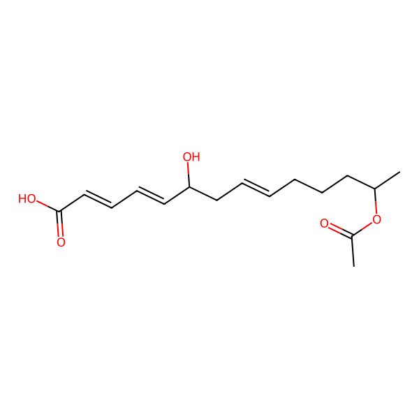 2D Structure of (2E,4E,6S,8E,13R)-13-acetyloxy-6-hydroxytetradeca-2,4,8-trienoic acid