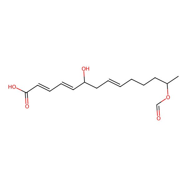 2D Structure of (2E,4E,6S,8E,13R)-13-ormyloxy-6-hydroxytetradeca-2,4,8-trienoic acid