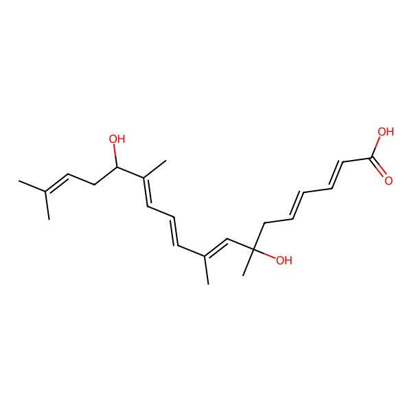 2D Structure of (2E,4E,7R,8E,10E,12E,14S)-7,14-dihydroxy-7,9,13,17-tetramethyloctadeca-2,4,8,10,12,16-hexaenoic acid