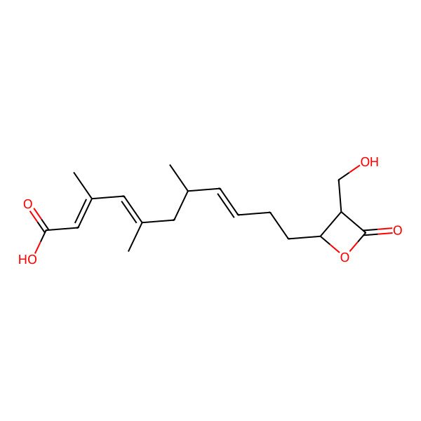 2D Structure of (2E,4E,8E)-11-[(2R,3R)-3-(hydroxymethyl)-4-oxooxetan-2-yl]-3,5,7-trimethylundeca-2,4,8-trienoic acid