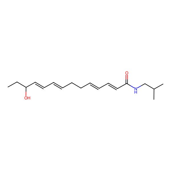 2D Structure of (2E,4E,8Z,10E)-12-hydroxy-N-(2-methylpropyl)tetradeca-2,4,8,10-tetraenamide