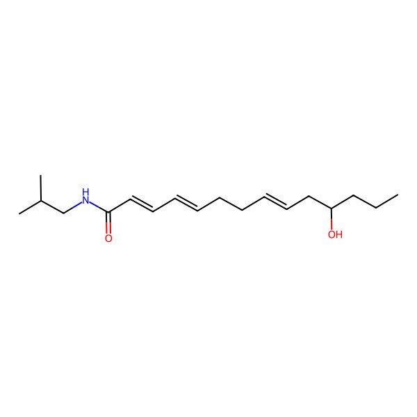 2D Structure of (2E,4E,8Z,11S)-11-hydroxy-N-(2-methylpropyl)tetradeca-2,4,8-trienamide