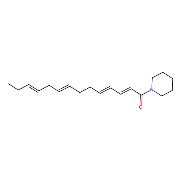 2D Structure of (2E,4E,8Z,11Z)-1-piperidin-1-yltetradeca-2,4,8,11-tetraen-1-one