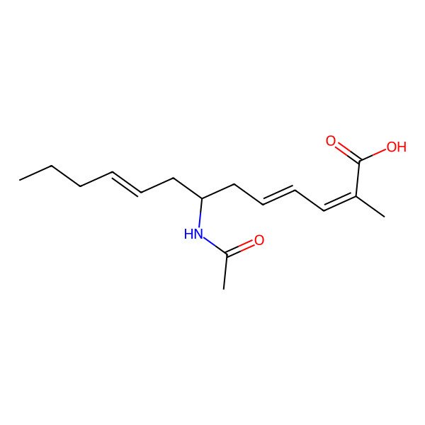 2D Structure of (2E,4E,9E)-7-acetamido-2-methyltrideca-2,4,9-trienoic acid