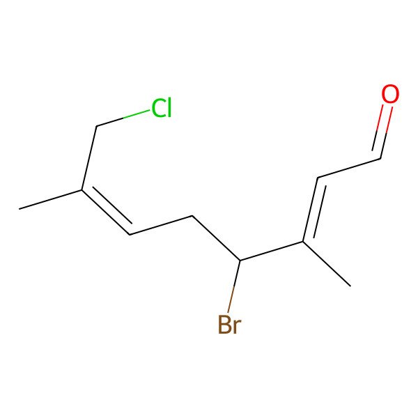 2D Structure of (2E,4R,6E)-4-bromo-8-chloro-3,7-dimethylocta-2,6-dienal