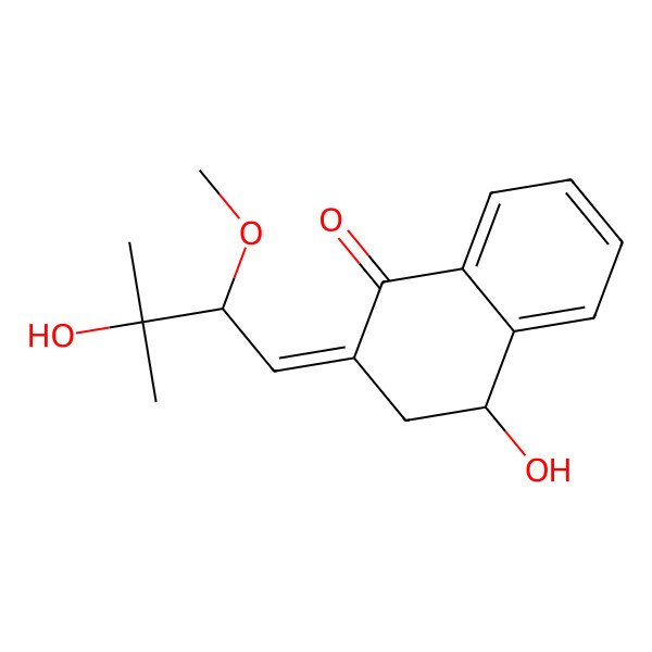 2D Structure of (2E,4S)-4-hydroxy-2-[(2S)-3-hydroxy-2-methoxy-3-methylbutylidene]-3,4-dihydronaphthalen-1-one