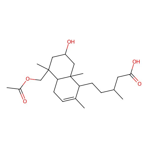 2D Structure of (3R)-5-[(1R,4aS,5R,7S,8aS)-5-(acetyloxymethyl)-7-hydroxy-2,5,8a-trimethyl-1,4,4a,6,7,8-hexahydronaphthalen-1-yl]-3-methylpentanoic acid