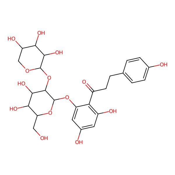 2D Structure of 1-[2-[(2S,3R,4S,5S,6R)-4,5-dihydroxy-6-(hydroxymethyl)-3-[(2S,3R,4S,5R)-3,4,5-trihydroxyoxan-2-yl]oxyoxan-2-yl]oxy-4,6-dihydroxyphenyl]-3-(4-hydroxyphenyl)propan-1-one