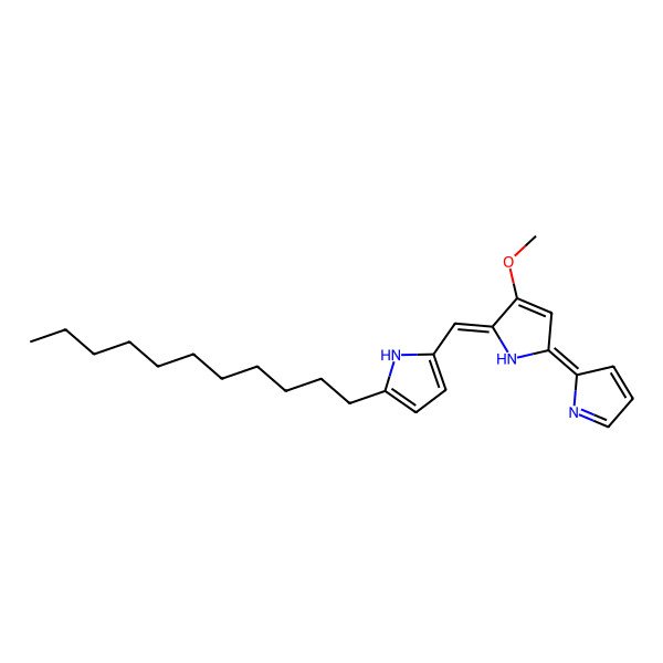 2D Structure of (2E,5E)-3-methoxy-5-pyrrol-2-ylidene-2-[(5-undecyl-1H-pyrrol-2-yl)methylidene]pyrrole