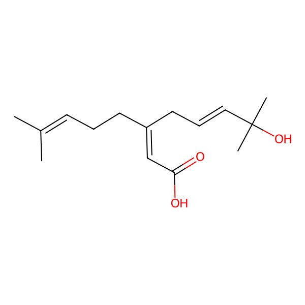 2D Structure of (2E,5E)-7-hydroxy-7-methyl-3-(4-methylpent-3-enyl)octa-2,5-dienoic acid