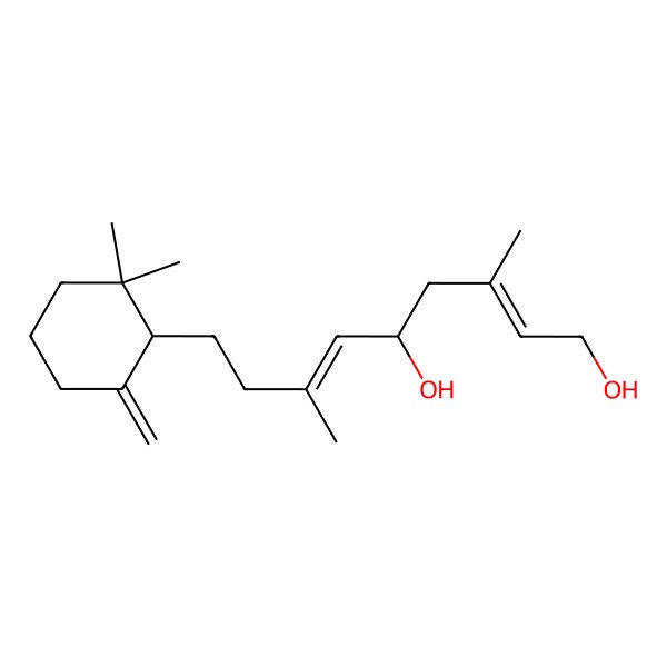 2D Structure of (2E,5R,6E)-9-[(1R)-2,2-dimethyl-6-methylidenecyclohexyl]-3,7-dimethylnona-2,6-diene-1,5-diol