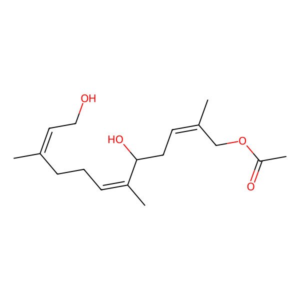 2D Structure of [(2E,5R,6E,10E)-5,12-dihydroxy-2,6,10-trimethyldodeca-2,6,10-trienyl] acetate