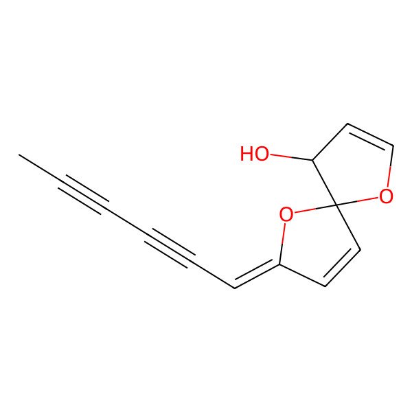 2D Structure of (2E,5R,9R)-2-hexa-2,4-diynylidene-1,6-dioxaspiro[4.4]nona-3,7-dien-9-ol