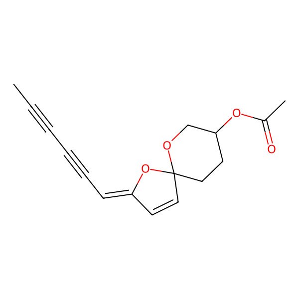 2D Structure of [(2E,5S,8R)-2-hexa-2,4-diynylidene-1,10-dioxaspiro[4.5]dec-3-en-8-yl] acetate