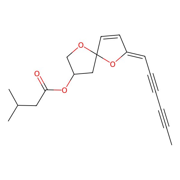 2D Structure of [(2E,5S,8R)-2-hexa-2,4-diynylidene-1,6-dioxaspiro[4.4]non-3-en-8-yl] 3-methylbutanoate