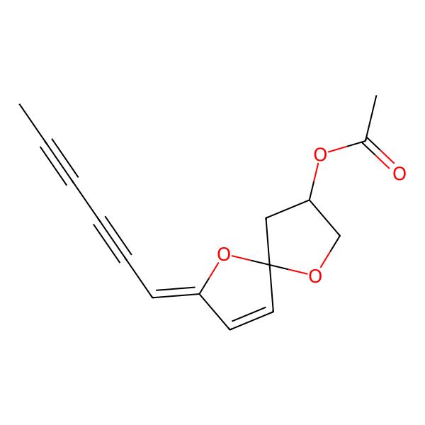 2D Structure of [(2E,5S,8R)-2-hexa-2,4-diynylidene-1,6-dioxaspiro[4.4]non-3-en-8-yl] acetate