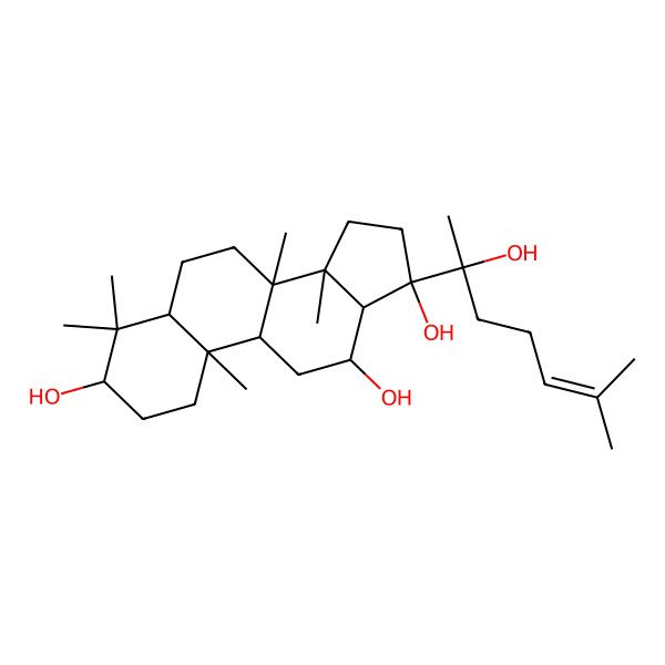 2D Structure of (8R,10R,12R,13R,17R)-17-(2-hydroxy-6-methylhept-5-en-2-yl)-4,4,8,10,14-pentamethyl-1,2,3,5,6,7,9,11,12,13,15,16-dodecahydrocyclopenta[a]phenanthrene-3,12,17-triol