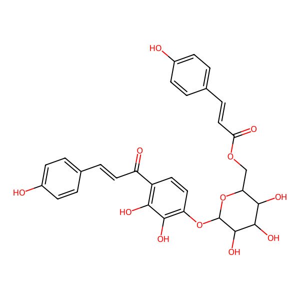 2D Structure of [(2R,3S,4S,5R,6S)-6-[2,3-dihydroxy-4-[(E)-3-(4-hydroxyphenyl)prop-2-enoyl]phenoxy]-3,4,5-trihydroxyoxan-2-yl]methyl (E)-3-(4-hydroxyphenyl)prop-2-enoate